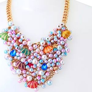 Betsey JohnsonWomen's  Pearl Shell Bib Necklace